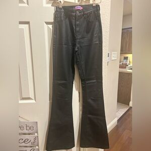 Edikted Luna Faux Leather Flare Jeans